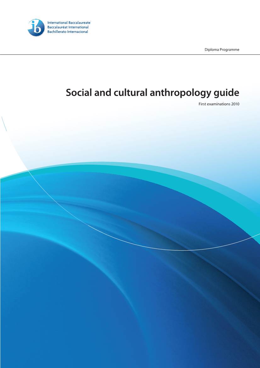Social and Cultural Anthropology Guide First Examinations 2010