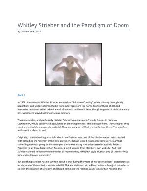 Whitley Strieber and the Paradigm of Doom by Dream’S End, 2007