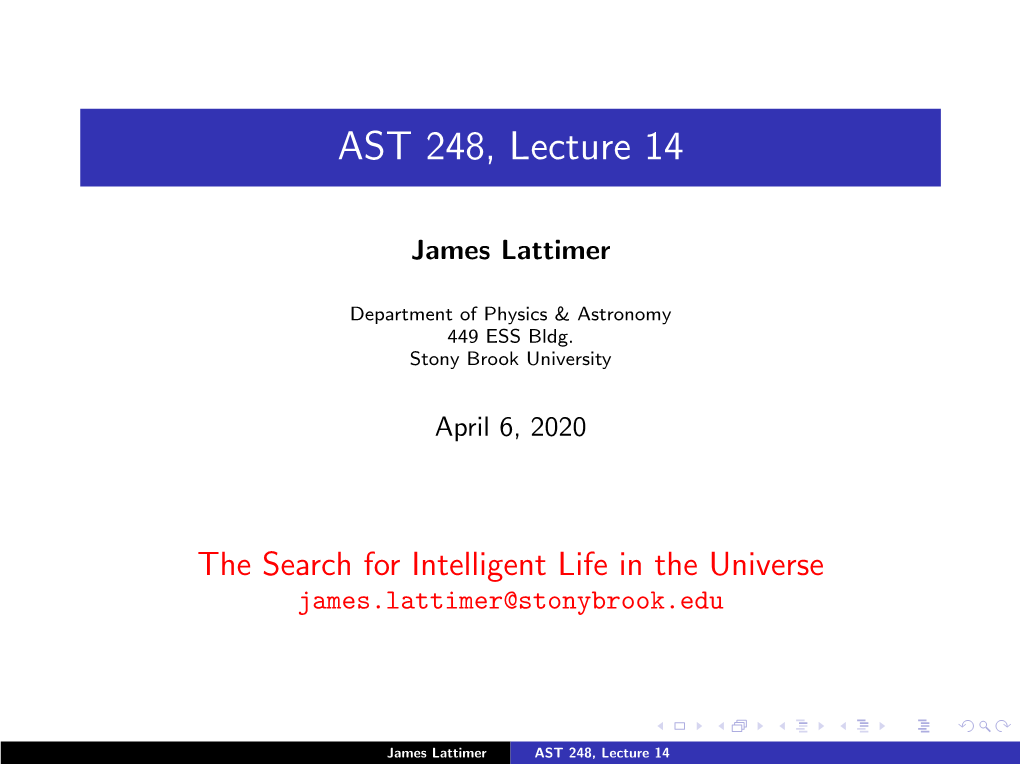 AST 248, Lecture 14