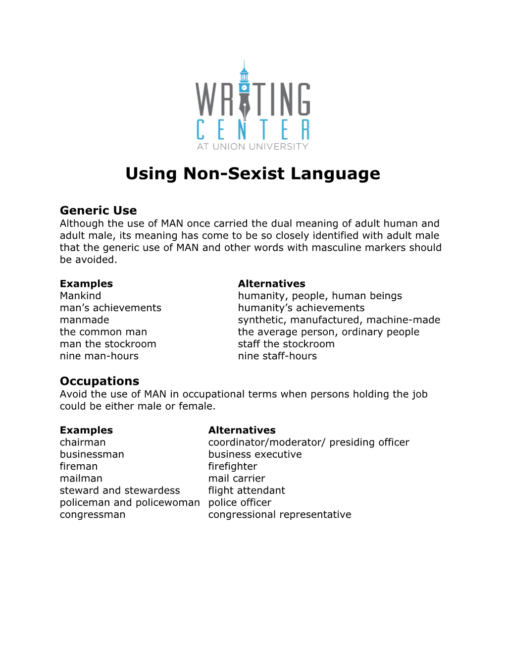 Using Non-Sexist Language