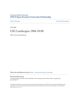 GSU Landscapes, 1984-10-08 Office Ofni U Versity Relations