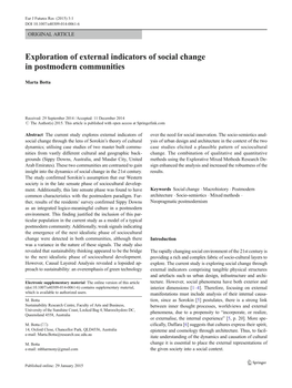 Exploration of External Indicators of Social Change in Postmodern Communities