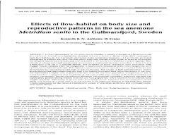 Effects of Flow-Habitat on Body Size and Reproductive Patterns in the Sea Anemone Metridium Senile in the Gullmarsfjord, Sweden