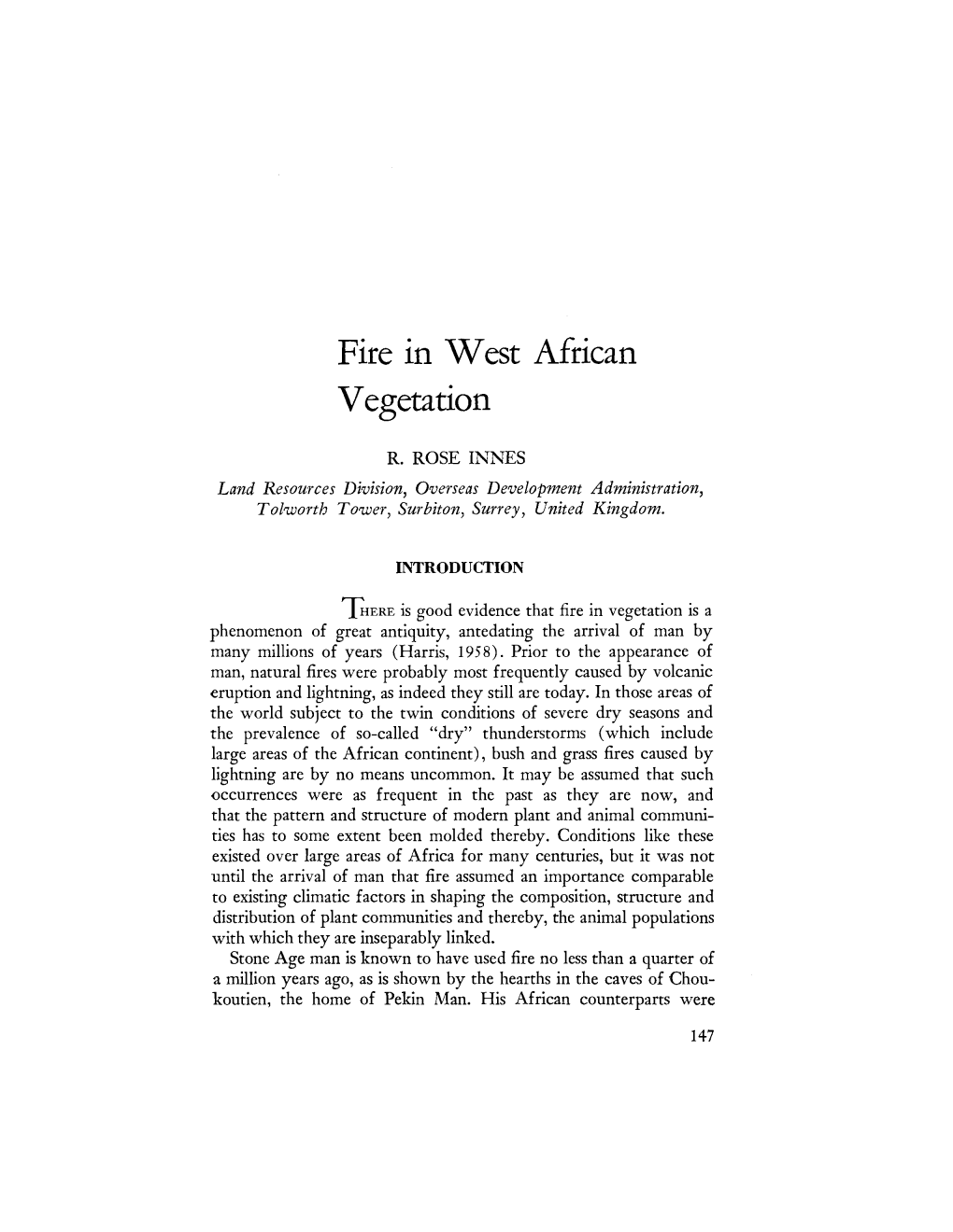 Fire in West African Vegetation, by R