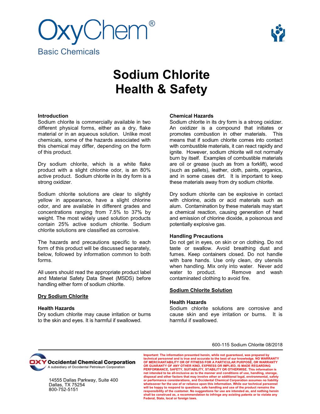 Sodium Chlorite Health & Safety