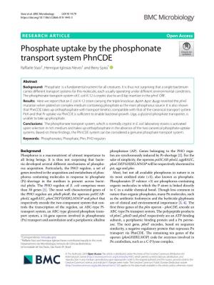 Phosphate Uptake by the Phosphonate Transport System Phncde Raffaele Stasi†, Henrique Iglesias Neves† and Beny Spira*