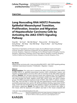 Long Noncoding RNA HOST2 Promotes Epithelial-Mesenchymal