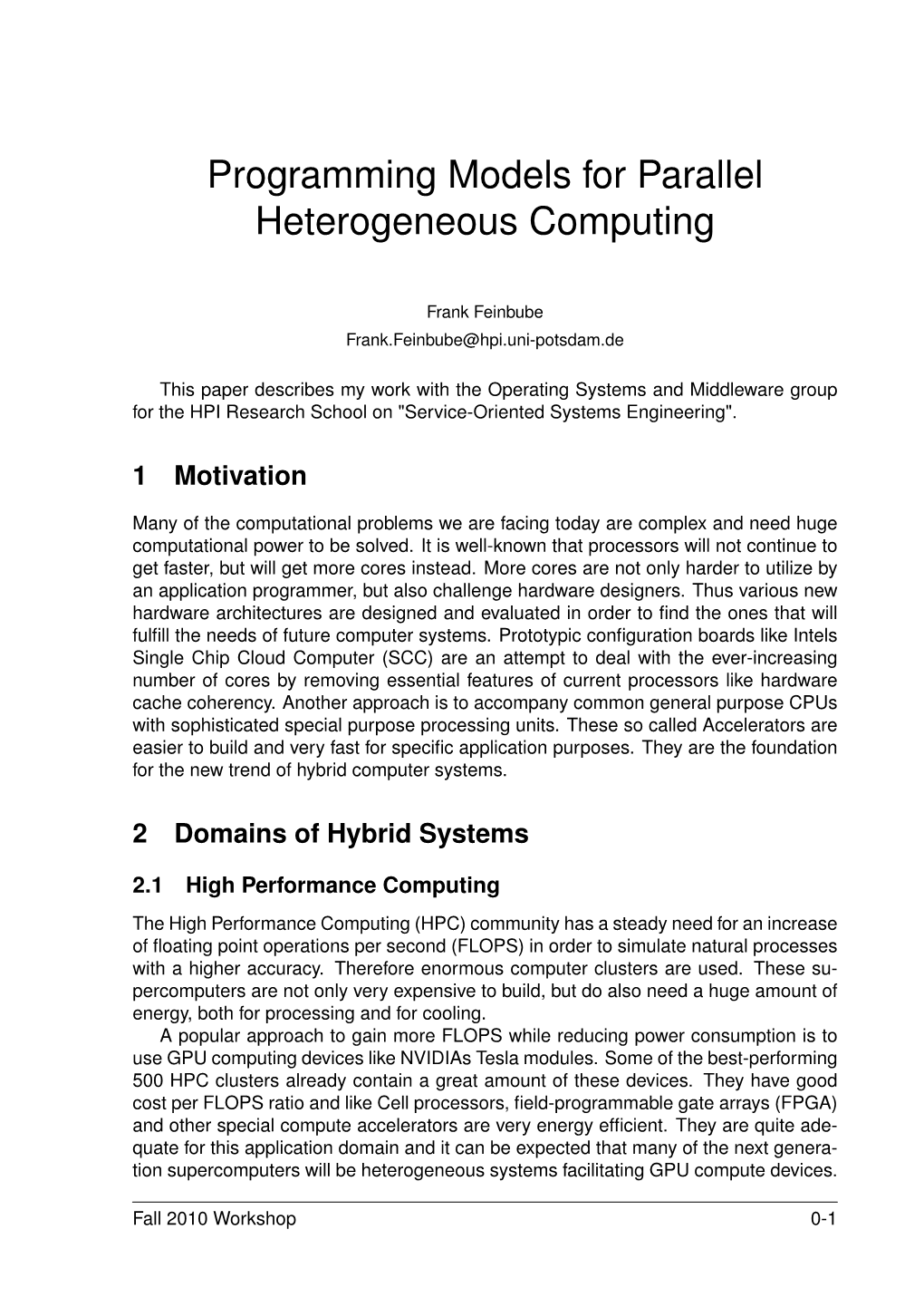 Programming Models for Parallel Heterogeneous Computing