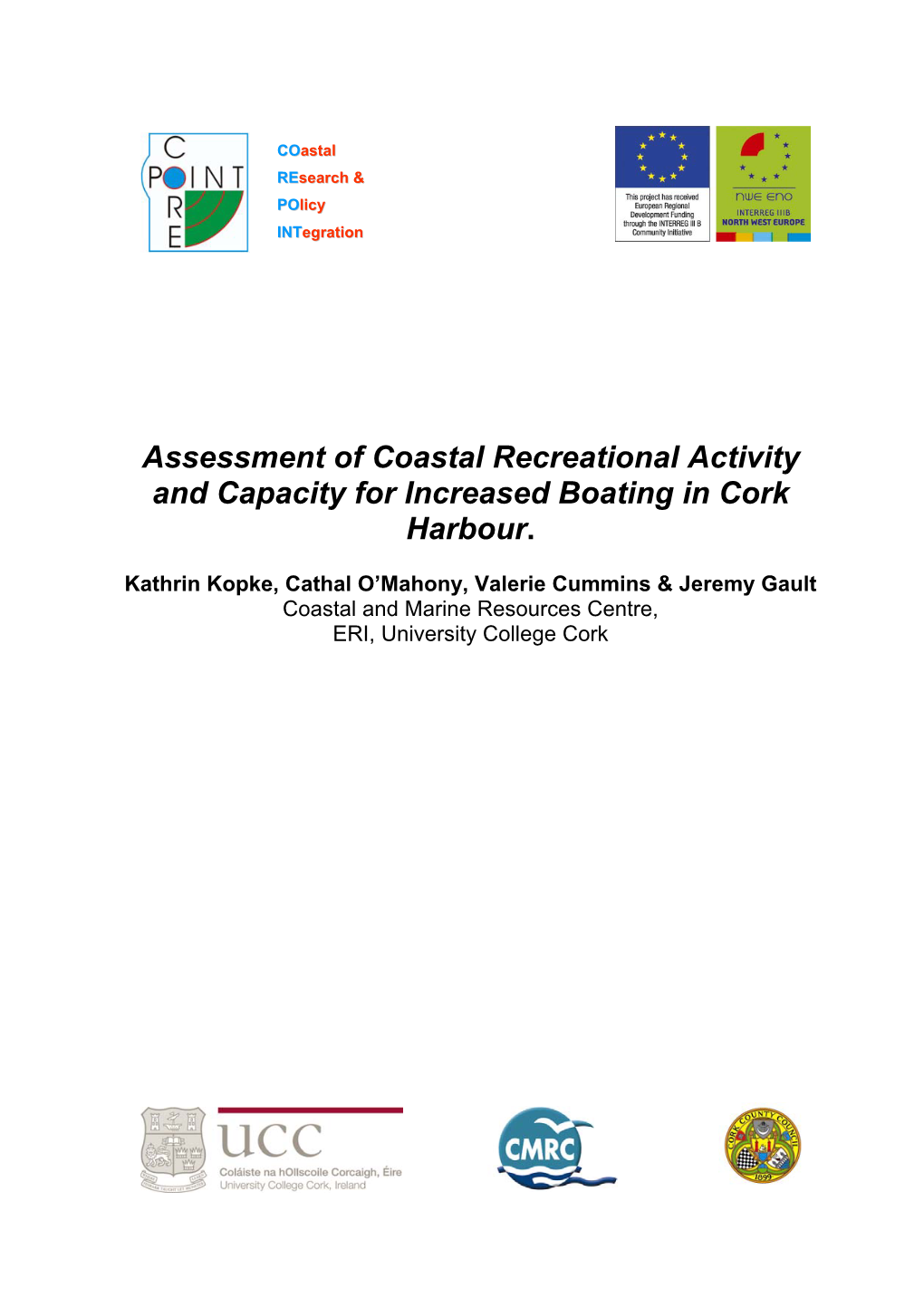 Assessment of Coastal Recreational Activity and Capacity for Increased Boating in Cork Harbour