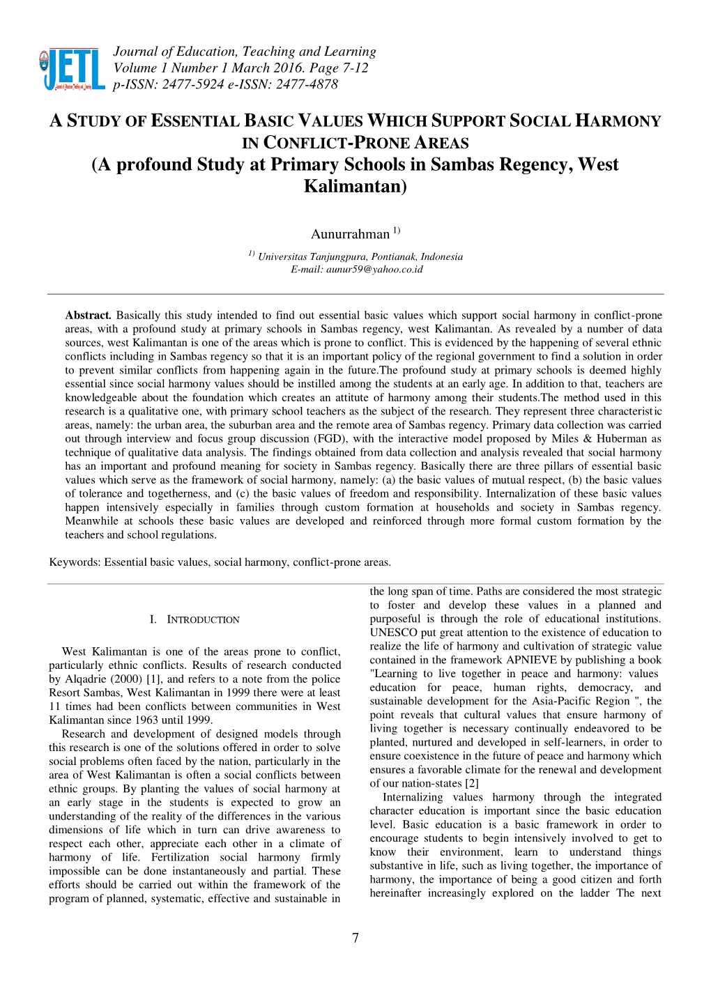 A Profound Study at Primary Schools in Sambas Regency, West Kalimantan)