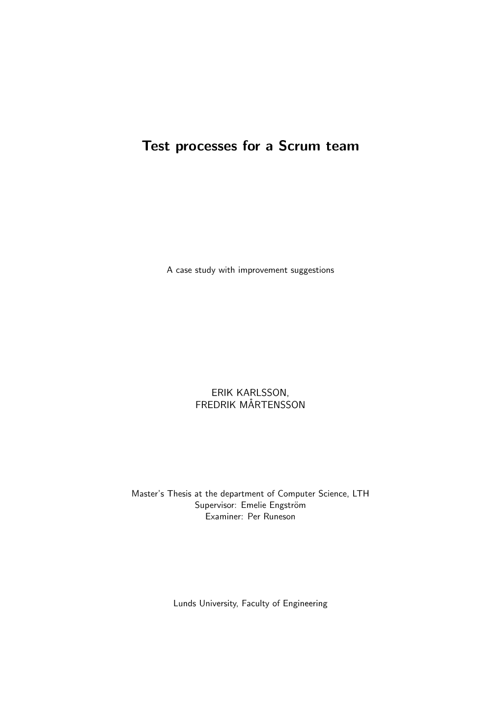 Test Processes for a Scrum Team