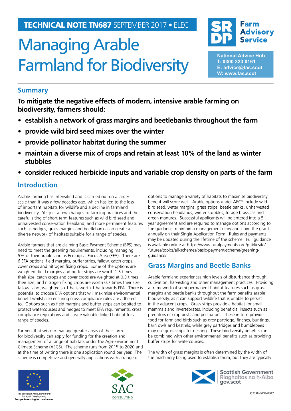 (TN687): Managing Arable Farmland for Biodiversity