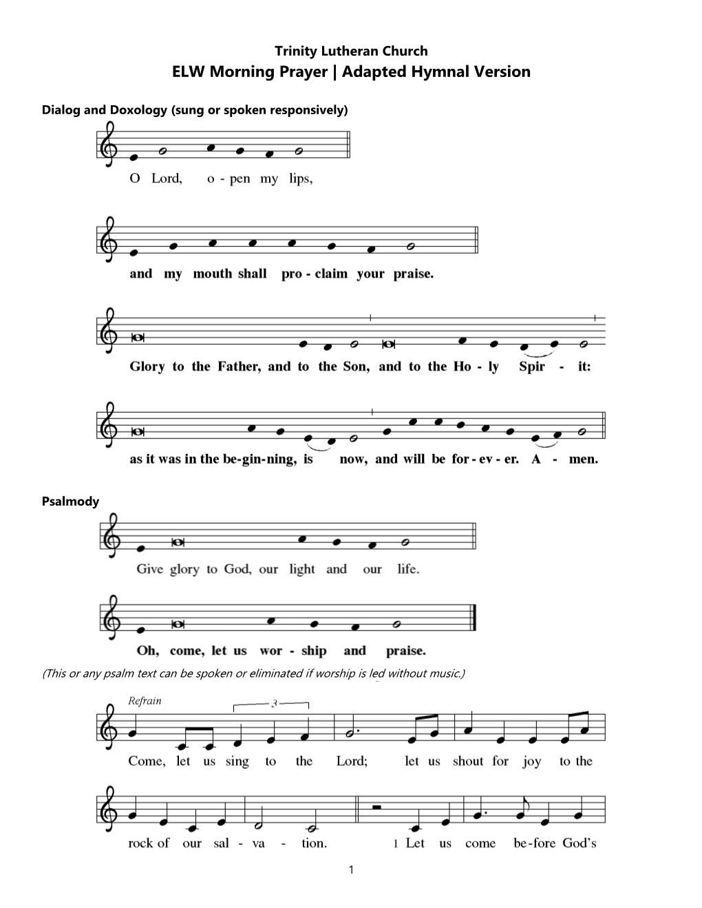 ELW Morning Prayer | Adapted Hymnal Version