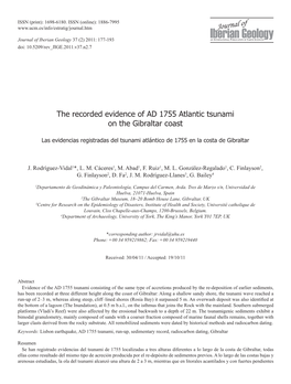 The Recorded Evidence of AD 1755 Atlantic Tsunami on the Gibraltar Coast