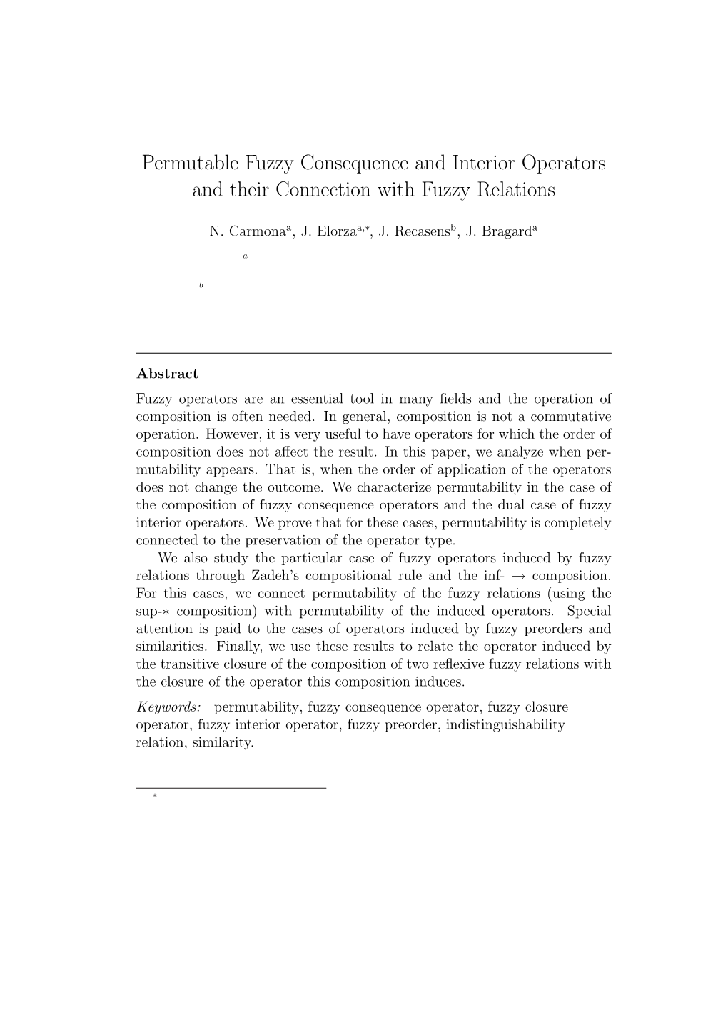 Permutable Fuzzy Consequence and Interior Operators and Their Connection with Fuzzy Relations