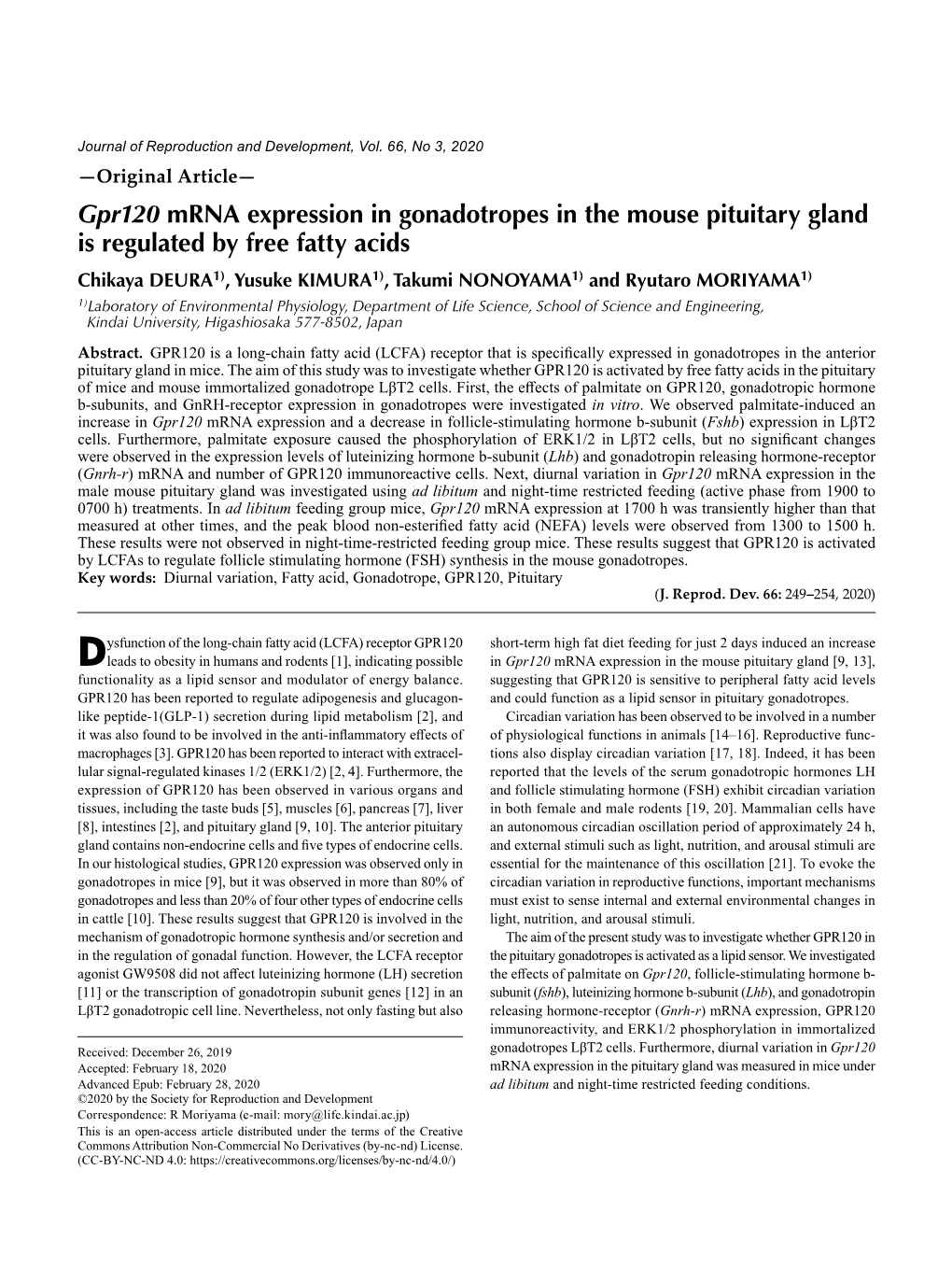 Gpr120 Mrna Expression in Gonadotropes in the Mouse Pituitary