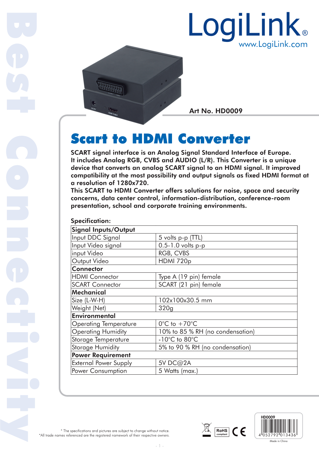 SCART to HDMI Converter Information-Distribution,Concerns, Data Center Control, Conference-Room Training Environments