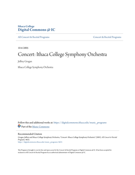 Concert: Ithaca College Symphony Orchestra Jeffrey Grogan