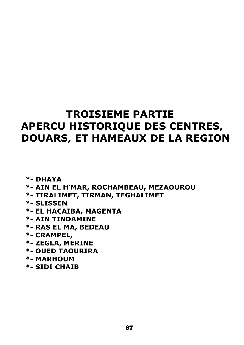 Apercu Historique Des Centres, Douars Et