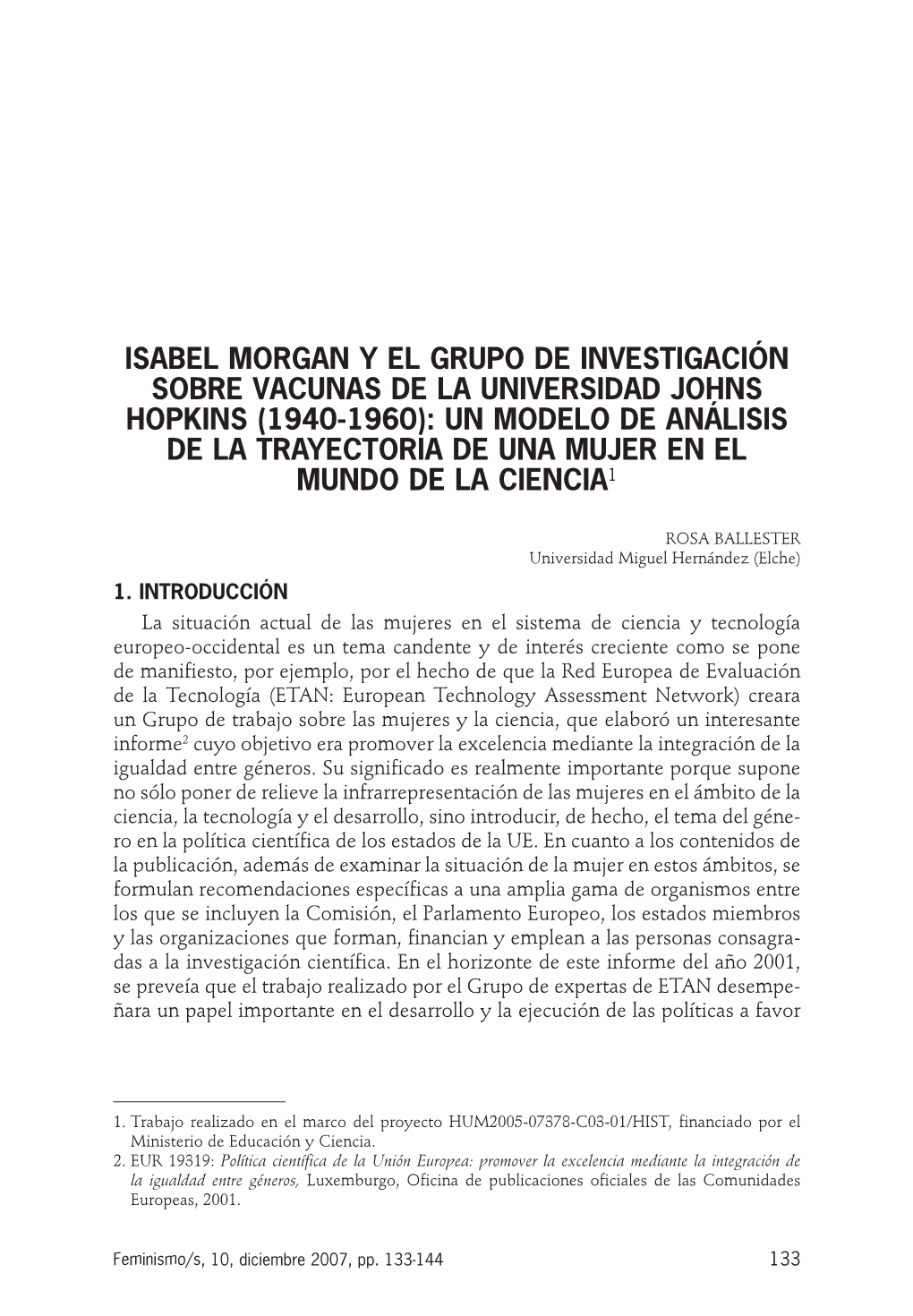 Isabel Morgan Y El Grupo De Investigación Sobre Vacunas