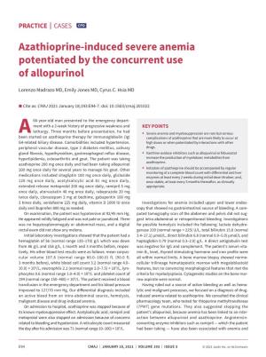 Azathioprine-Induced Severe Anemia Potentiated by the Concurrent Use Of