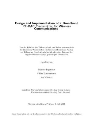 Design and Implementation of a Broadband RF-DAC Transmitter for Wireless Communications