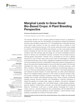 Marginal Lands to Grow Novel Bio-Based Crops: a Plant Breeding Perspective