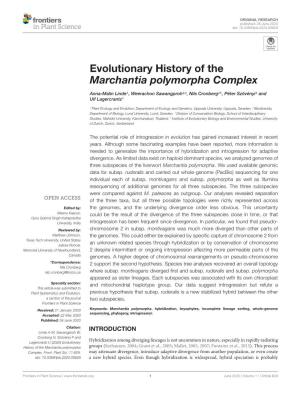 Evolutionary History of the Marchantia Polymorpha Complex