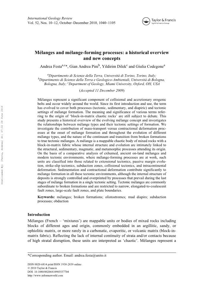 Mélanges and Mélange-Forming Processes: a Historical Overview