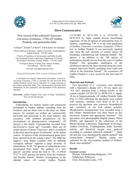 Short Communication New Record of the Echinoid Clypeaster Reticulatus