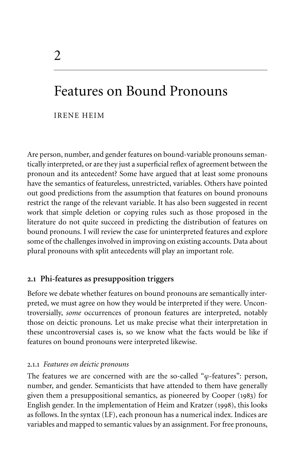 2 Features on Bound Pronouns