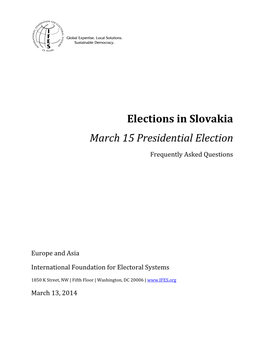 Elections in Slovakia March 15 Presidential Election