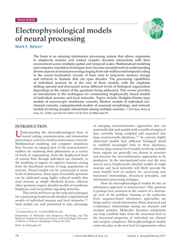 Electrophysiological Models of Neural Processing Mark E
