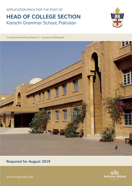 HEAD of COLLEGE SECTION Karachi Grammar School, Pakistan
