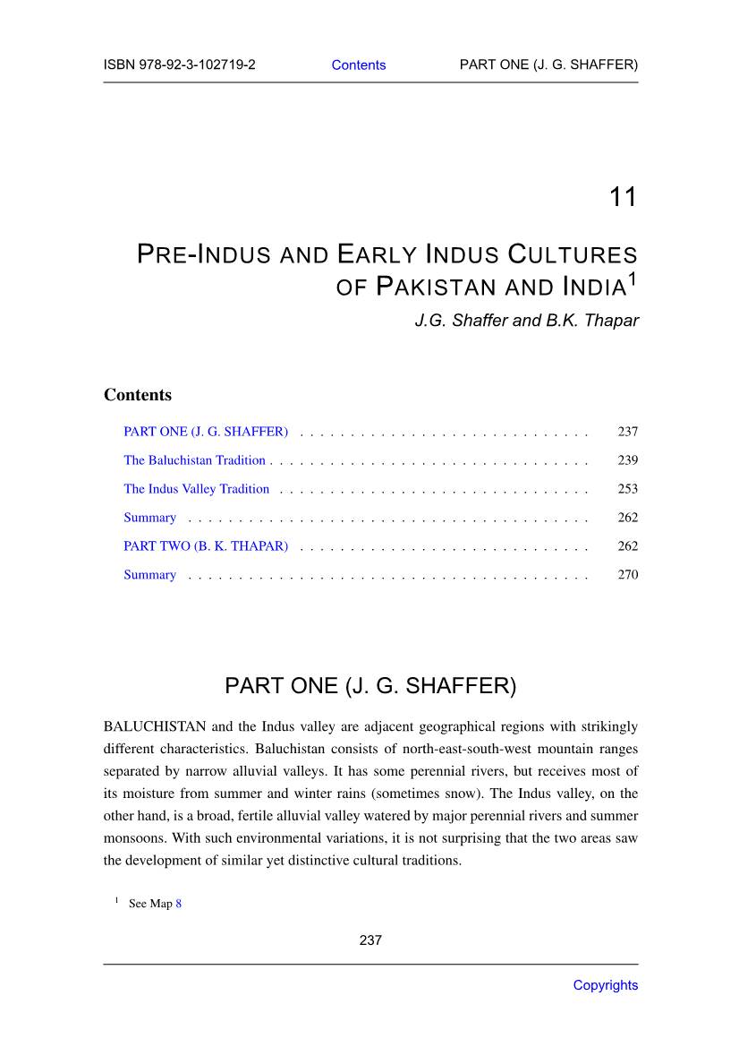 Pre-Indus and Early Indus Cultures of Pakistan And