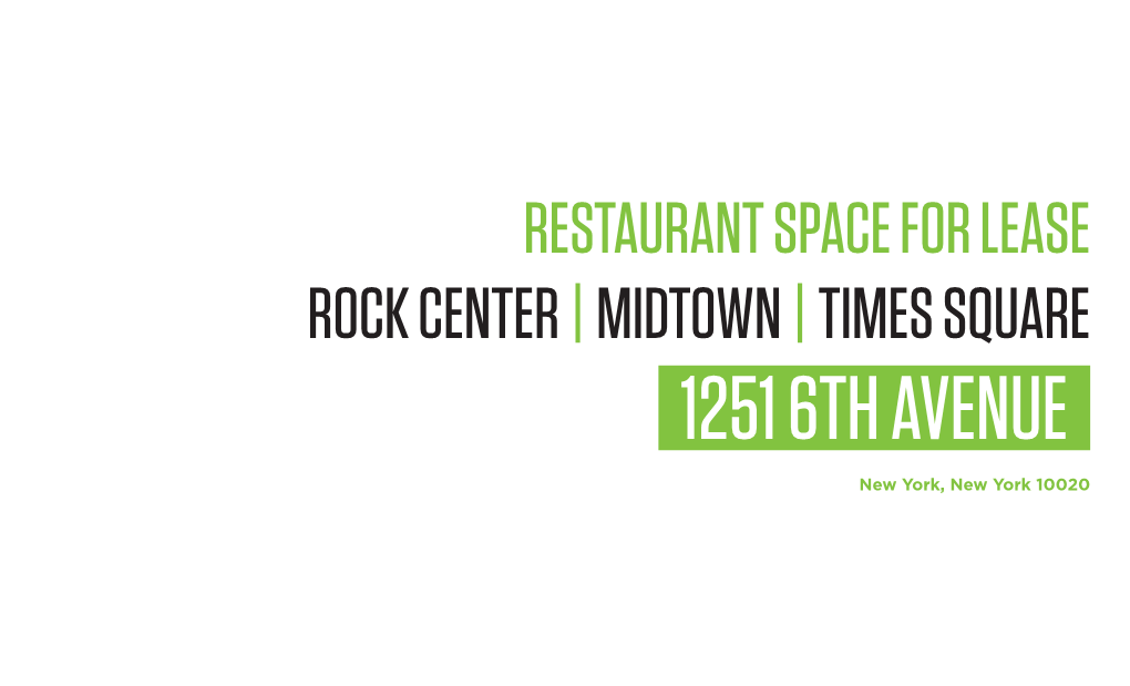 Restaurant Space for Lease Rock Center |Midtown