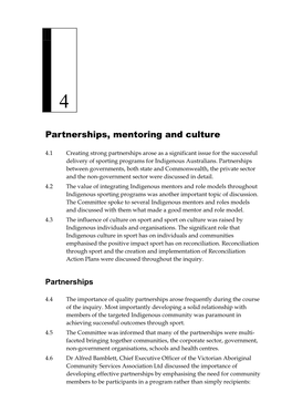 Chapter 4: Culture, Partnerships and Mentoring