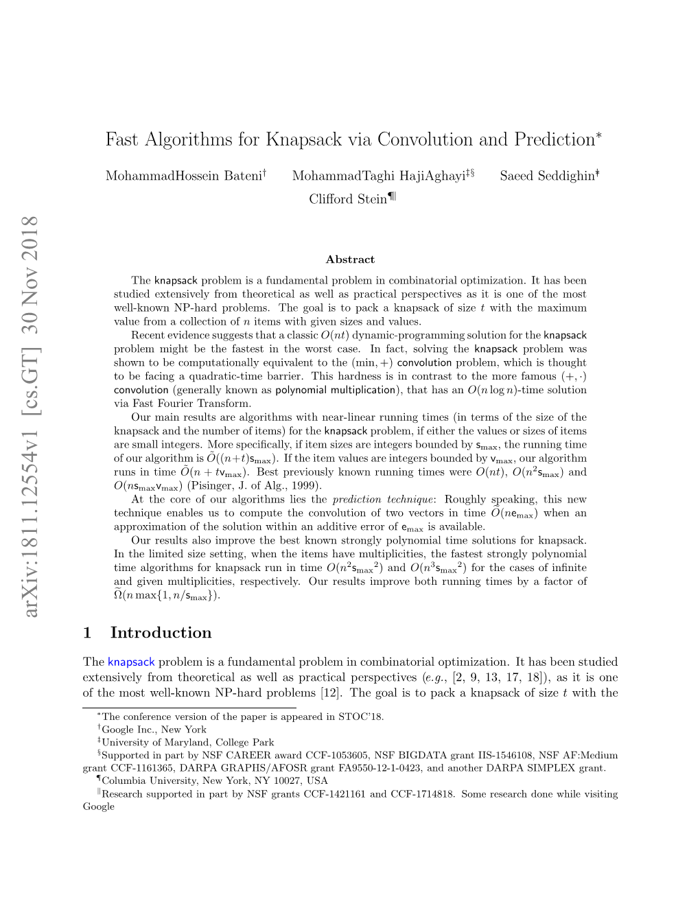 Fast Algorithms for Knapsack Via Convolution and Prediction