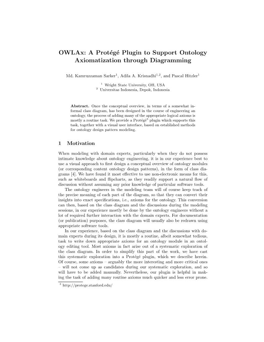 Owlax: a Prot´Eg´Eplugin to Support Ontology Axiomatization Through Diagramming