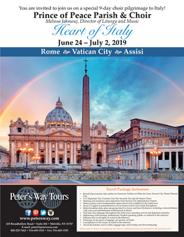 Heart of Italy June 24 – July 2, 2019 Rome  Vatican City  Assisi
