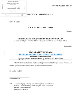 Specific Claims Tribunal Enoch Cree Nation #440 Her
