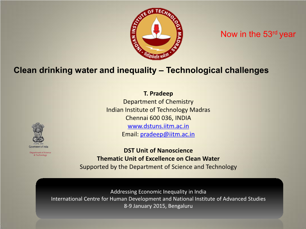 Clean Drinking Water and Inequality – Technological Challenges Now In