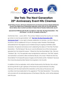 Star Trek: the Next Generation 25Th Anniversary Event Hits Cinemas