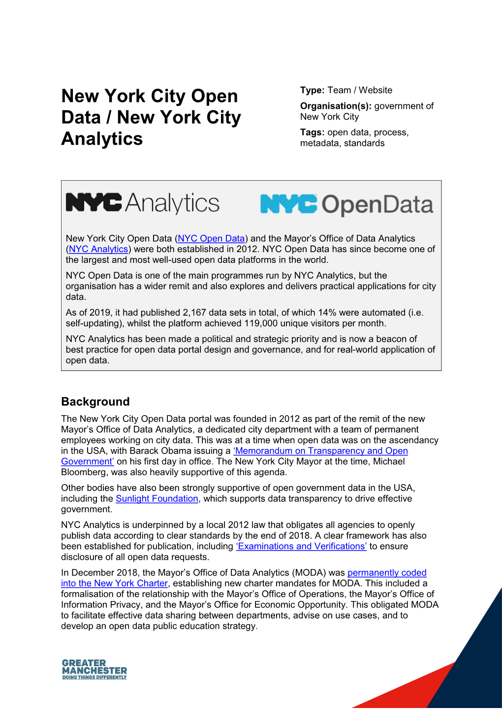 New York City Open Data / New York City Analytics