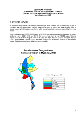 Distribution of Dengue Cases by State/Division in Myanmar, 2007