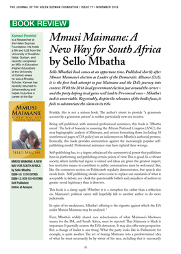 Mmusi Maimane: a New Way for South Africa by Sello Mbatha