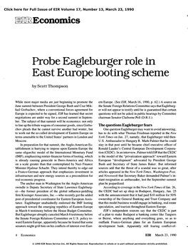 Probe Eagleburger Role in East Europe Looting Scheme