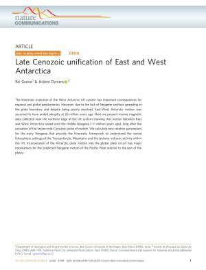 Late Cenozoic Unification of East and West Antarctica