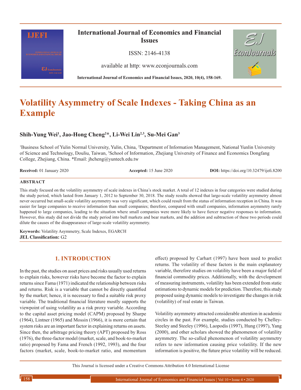 Volatility Asymmetry of Scale Indexes - Taking China As an Example