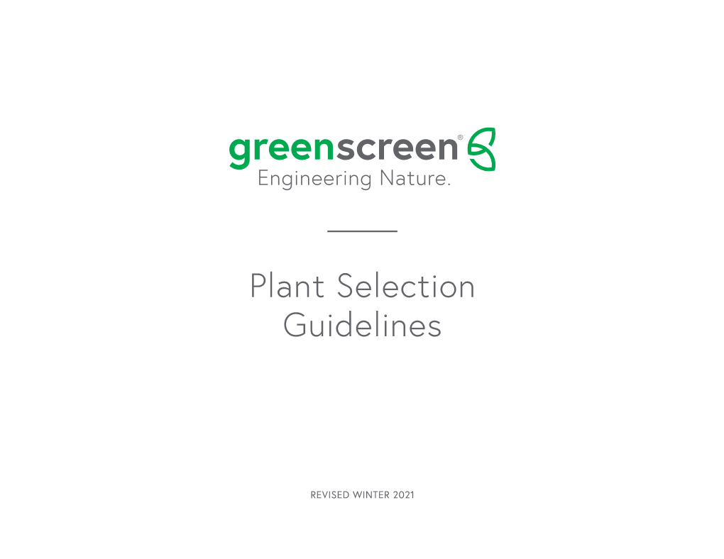 Guidelines for Green Façade Plant Selection